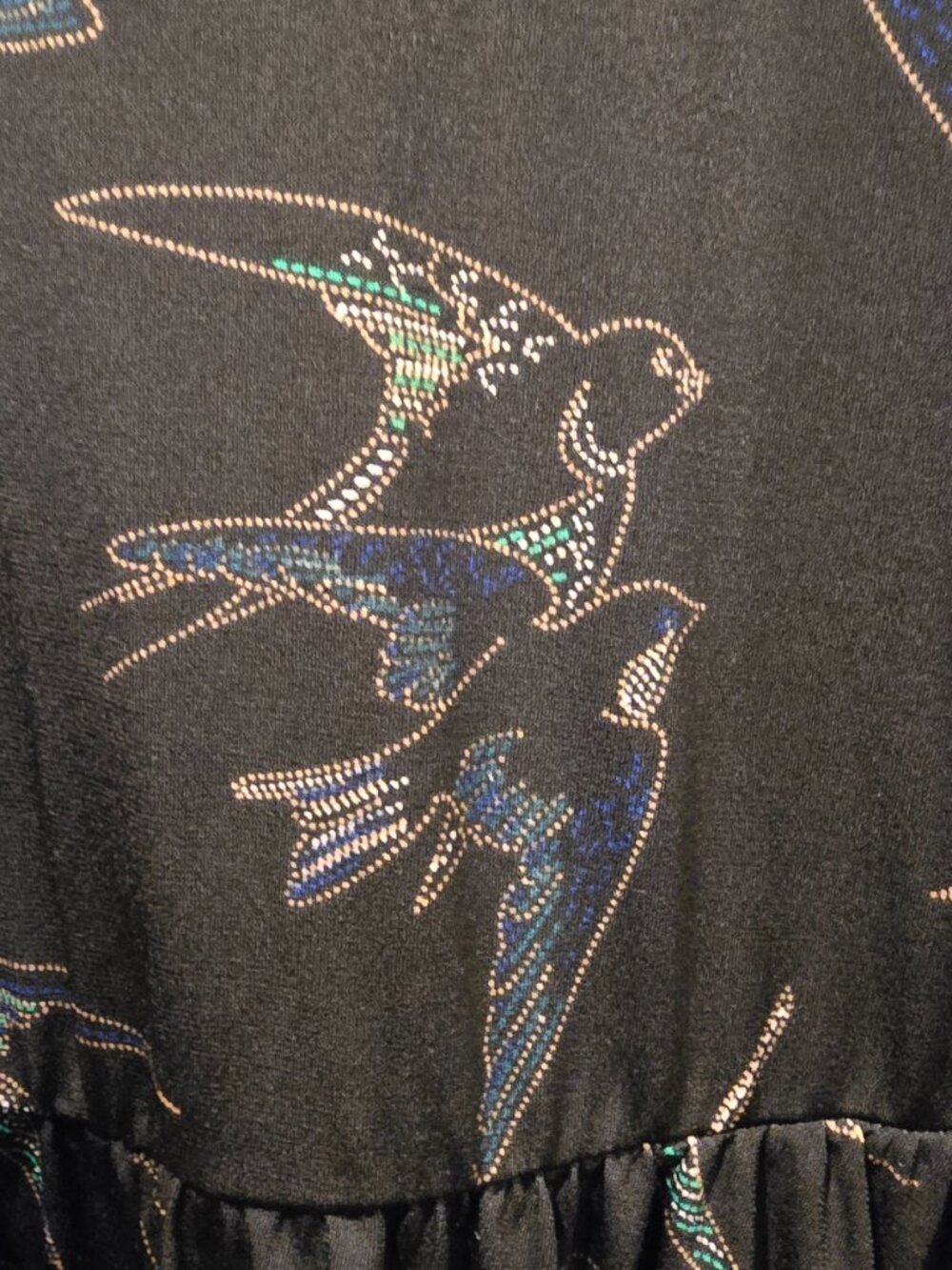 Torrid Swallow Print Studio Knit Faux Wrap Dress Chiffon Sleeve - Plus - Picture 11 of 11